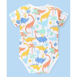 Babyhug 100% Cotton Knit Half Sleeves Onesie With Animal Print Pack of 3 - Multicolor
