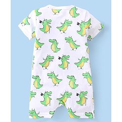 Babyhug 100% Cotton Half Sleeves Rompers Crocodile Print Pack of 2 - Multicolour