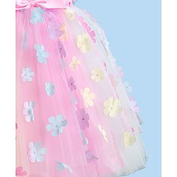 Babyhug Woven Sleeveless Fit and Flare Party Frock with 3D Floral Applique - Multicolor
