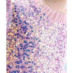 Babyhug Half Sleeves Sequined A-Line Party Frock with Frill Detailing - Pink