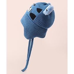 Babyhug Woollen Cap With Tiger Design - Blue