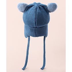 Babyhug Woollen Cap With Tiger Design - Blue