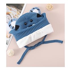 Babyhug Woollen Cap With Tiger Design - Blue