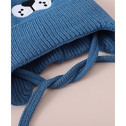 Babyhug Woollen Cap With Tiger Design - Blue