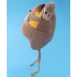 Babyhug Woollen Cap With Tiger Design - Blue