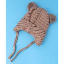Babyhug Woollen Cap With Tiger Design - Blue