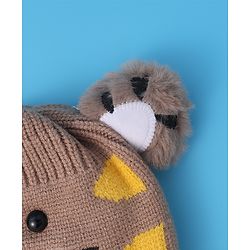 Babyhug Woollen Cap With Tiger Design - Blue