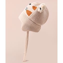 Babyhug Woollen Cap With Tiger Design - Blue