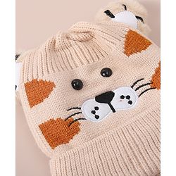 Babyhug Woollen Cap With Tiger Design - Blue