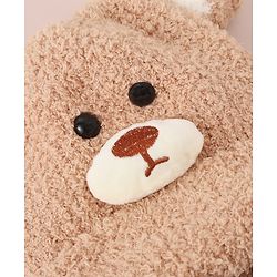 Babyhug Woollen Cap With Bear Applique - Light Brown