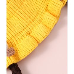 Babyhug Woollen Cap With Bow Applique - Yellow