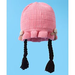 Babyhug Woollen Cap With Bow Applique - Yellow