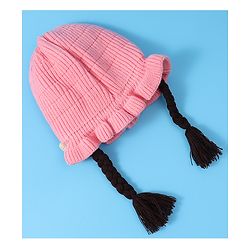 Babyhug Woollen Cap With Bow Applique - Yellow