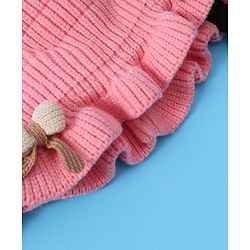 Babyhug Woollen Cap With Bow Applique - Yellow