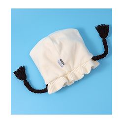 Babyhug Woollen Cap With Bow Applique - Yellow