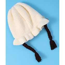 Babyhug Woollen Cap With Bow Applique - Yellow
