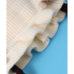 Babyhug Woollen Cap With Bow Applique - Yellow