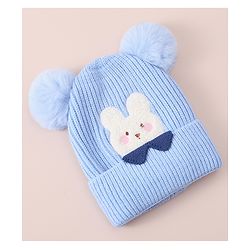 Babyhug Woollen Cap With Bunny Design - Blue