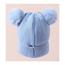 Babyhug Woollen Cap With Bunny Design - Blue