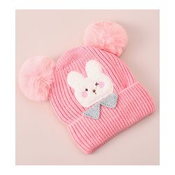 Babyhug Woollen Cap With Bunny Design - Blue
