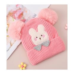 Babyhug Woollen Cap With Bunny Design - Blue