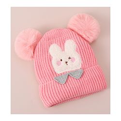 Babyhug Woollen Cap With Bunny Design - Blue
