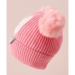 Babyhug Woollen Cap With Bunny Design - Blue