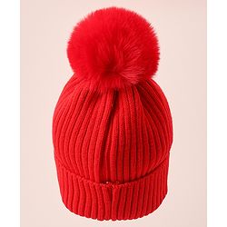 Babyhug Woollen Cap With Bunny Design - Red