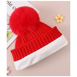 Babyhug Woollen Cap With Bunny Design - Red