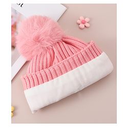Babyhug Woollen Cap With Bunny Design - Red