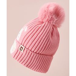 Babyhug Woollen Cap With Bunny Design - Red