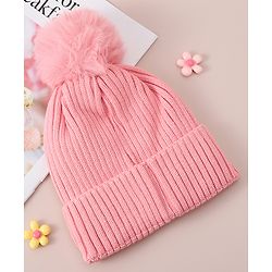 Babyhug Woollen Cap With Bunny Design - Red