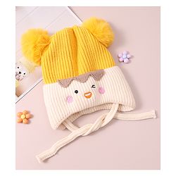 Babyhug Woollen Design Cap With Knot - Yellow