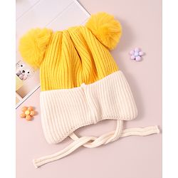 Babyhug Woollen Design Cap With Knot - Yellow