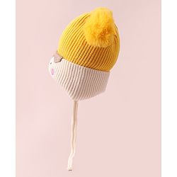 Babyhug Woollen Design Cap With Knot - Yellow