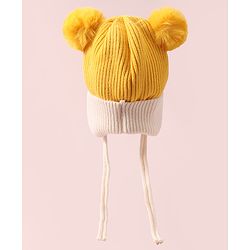 Babyhug Woollen Design Cap With Knot - Yellow