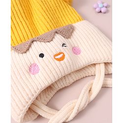Babyhug Woollen Design Cap With Knot - Yellow