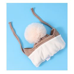 Babyhug Woollen Cap With Knot Bear Applique - Brown