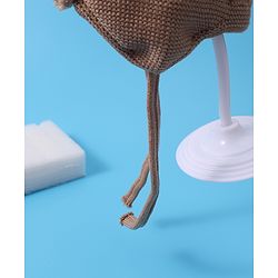 Babyhug Woollen Cap With Knot Bear Applique - Brown