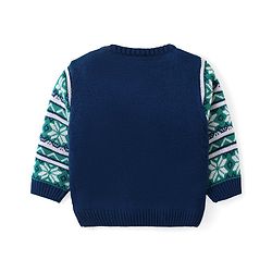Babyhug Knitted Full Sleeves Sweater Set with  Intarsia Design - Navy Blue