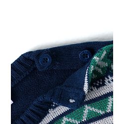 Babyhug Knitted Full Sleeves Sweater Set with  Intarsia Design - Navy Blue