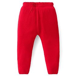 Babyhug Knitted Full Sleeves Sweater Set with Teddy Design - Navy & Red