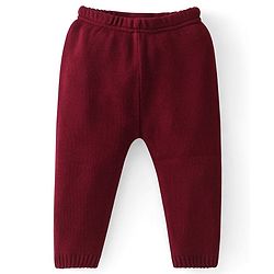 Babyhug Knitted Full Sleeves Sweater Set with Floral Design - Maroon