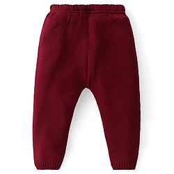 Babyhug Knitted Full Sleeves Sweater Set with Floral Design - Maroon