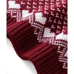 Babyhug Knitted Full Sleeves Sweater Set with Floral Design - Maroon