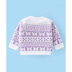 Babyhug Knit Full Sleeves Sweater Set with Butterfly Design -Lavender
