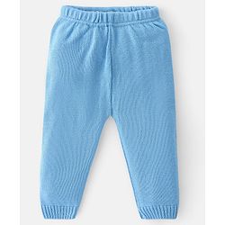 Babyhug Knit Full Sleeves Sweater Set With Butterfly Design - Sky Blue