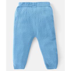 Babyhug Knit Full Sleeves Sweater Set With Butterfly Design - Sky Blue