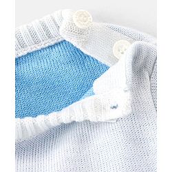 Babyhug Knit Full Sleeves Sweater Set With Butterfly Design - Sky Blue