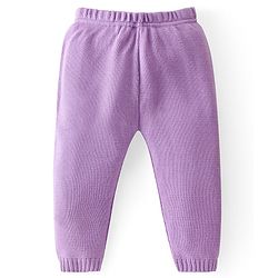 Babyhug Knitted Full Sleeves Sweater Set with Checkered Design - Purple